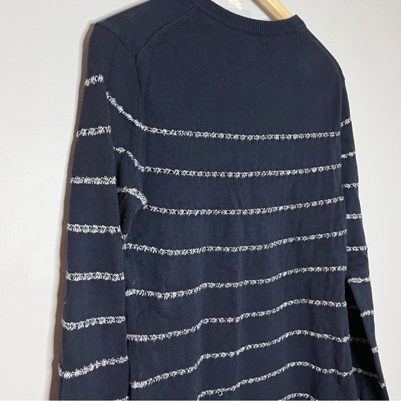 Women’s Tommy Hilfiger Sweater Navy w/Wht Stripes Cotton Size L in EUC - Picture 4 of 5